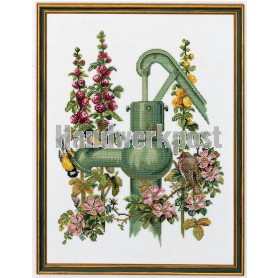 borduurpakket waterpomp met vogels