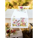 loper vogels met bloemen, wit op aida