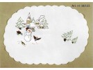 kruis/steelsteekkleedje winterdorp met sneeuwpop, wit