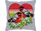 kruissteekkussen roodborstjes in winterhart