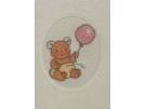borduurpakket wenskaart, bobbi, beertje met rose ballon