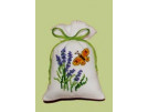 borduurpakket kruidenzakje, bloemen met vlinder
