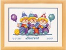 borduurpakket drie feestneuzen, geboorte laurent