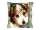 kruissteekkussen bruine hond