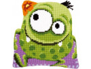 kruissteekkussen monsters, groen monster (incl. kussenrug)