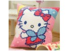 kruissteekkussen hello kitty, bij regenboog