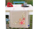 kruissteekloper rose bloemen, beige