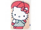kruissteekkussen hello kitty, onder de paraplu