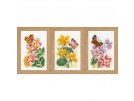 borduurpakket bloemen met vlinders drieluik