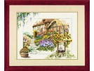 borduurpakket cottage met bloemen 