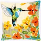 kruissteekkussen kolibrie met bloemen