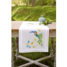 kruissteekloper pauwen met bloemen, wit