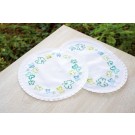 steelsteekkleedje (3 st.) blauw/groene vlinders, wit