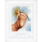 borduurpakket voetje met margriet, geboorte amelia