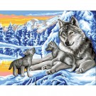 stramien wolf met jongen in wintersfeer