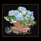 borduurpakket hortensia blauw op zwart