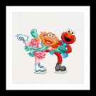 borduurpakket sesamstraat, elmo en abby op de schaats